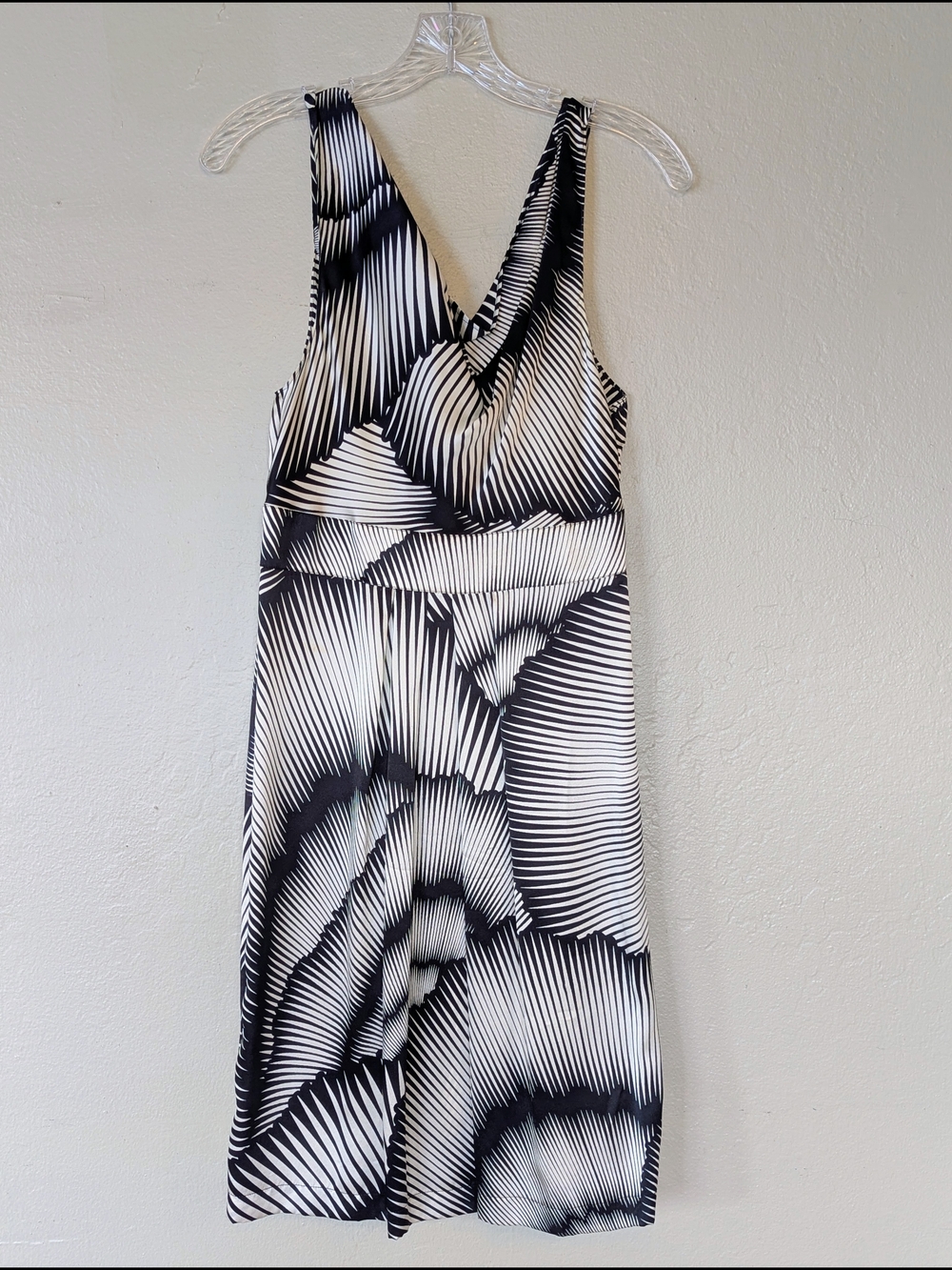 Have Black and White Midi Dress with Optical Wave Print